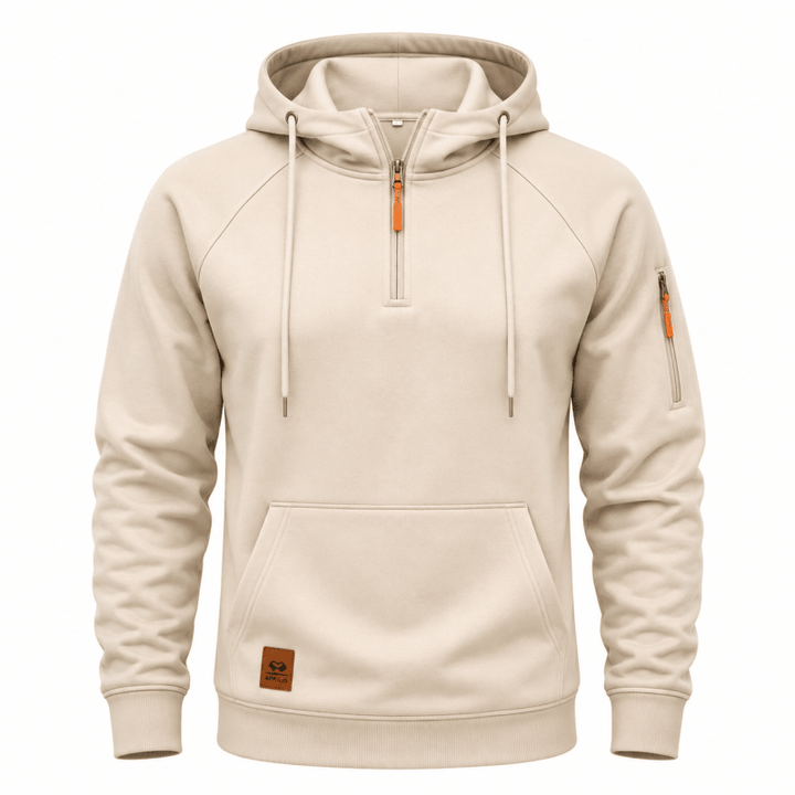 HALF ZIP HOODED SWEATSHIRT FOR MEN