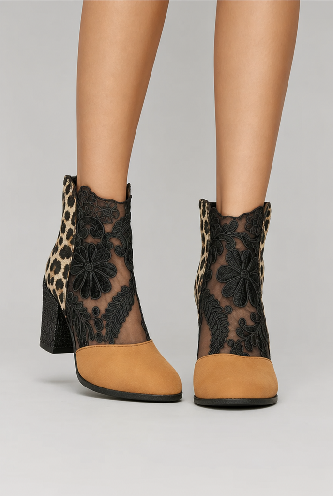 BEAUMONT NICE | BOTTINES EN DENTELLE FLORALE POUR FEMMES