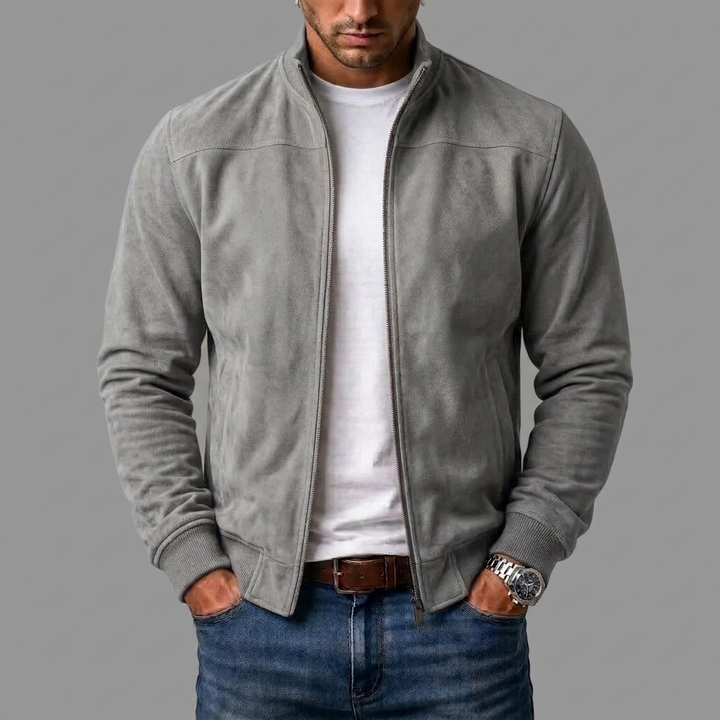 SUEDE RIBBED BOMBER JACKET FOR MEN