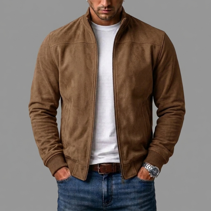 SUEDE RIBBED BOMBER JACKET FOR MEN