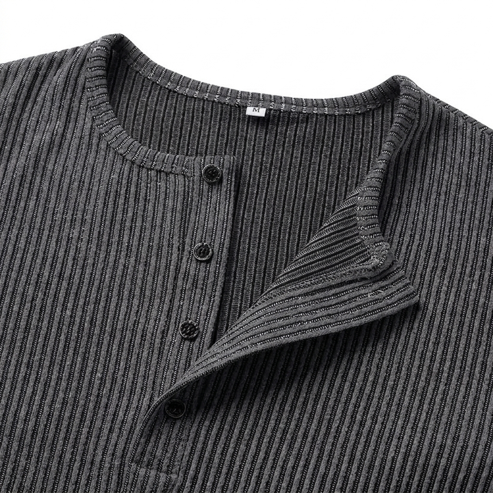 TEXTURED KNIT HENLEY SHIRT FOR MEN