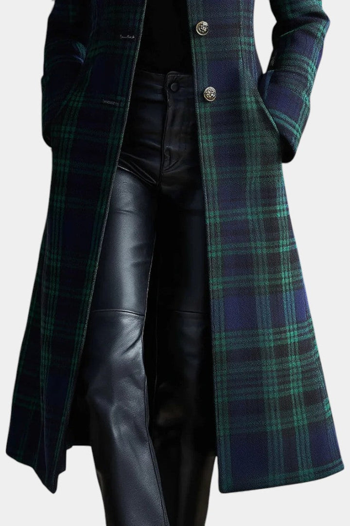 BEAUMONT NICE | MANTEAU À CARREAUX BLEU-VERT POUR FEMMES