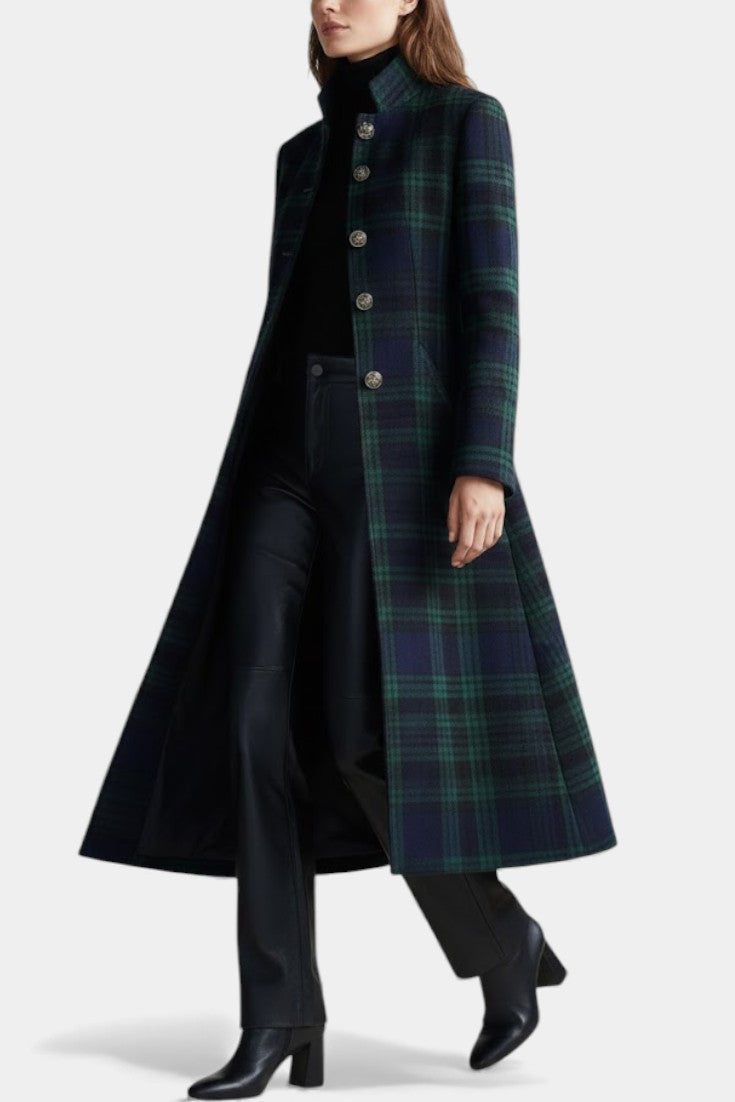 BEAUMONT NICE | MANTEAU À CARREAUX BLEU-VERT POUR FEMMES