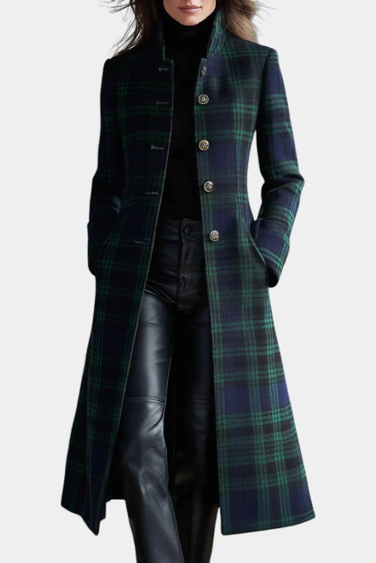 BEAUMONT NICE | MANTEAU À CARREAUX BLEU-VERT POUR FEMMES