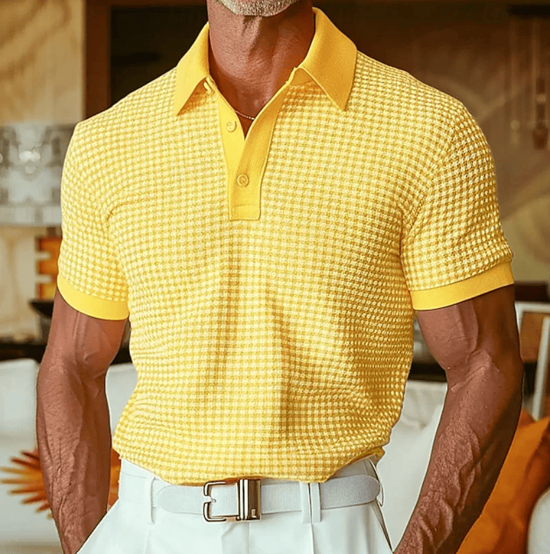 CHECKED TEXTURED POLO FOR MEN