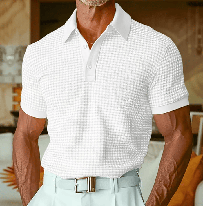 CHECKERED TEXTURE POLO SHIRT FOR MEN