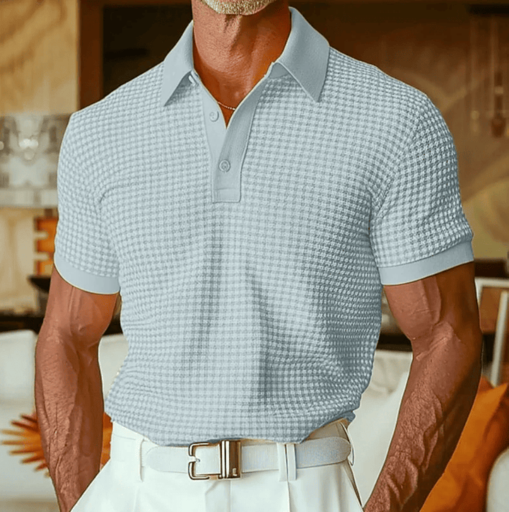 CHECKERED TEXTURE POLO SHIRT FOR MEN