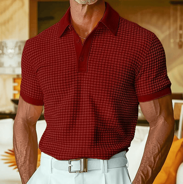CHECKED TEXTURED POLO FOR MEN