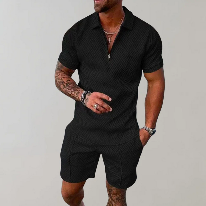 ZIP POLO SHORT SET FOR MEN