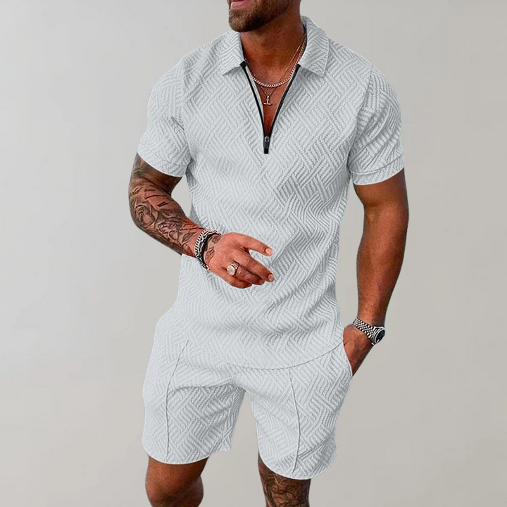 ZIP POLO SHORT SET FOR MEN