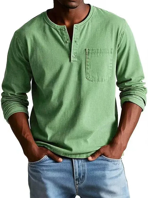 VINTAGE HENLEY SHIRT FOR MEN