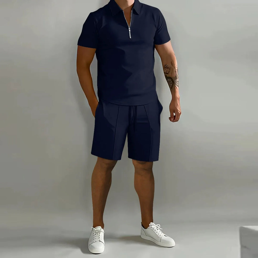 ZIP POLO SHORTS SET FOR MEN