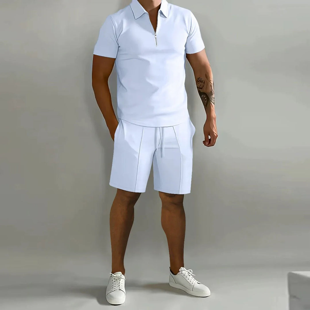 ZIP POLO SHORTS SET FOR MEN