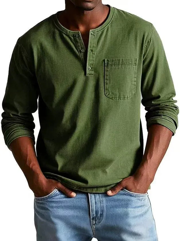 VINTAGE HENLEY SHIRT FOR MEN