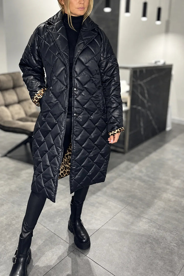 Kendall | Manteau matelassé doublé léopard