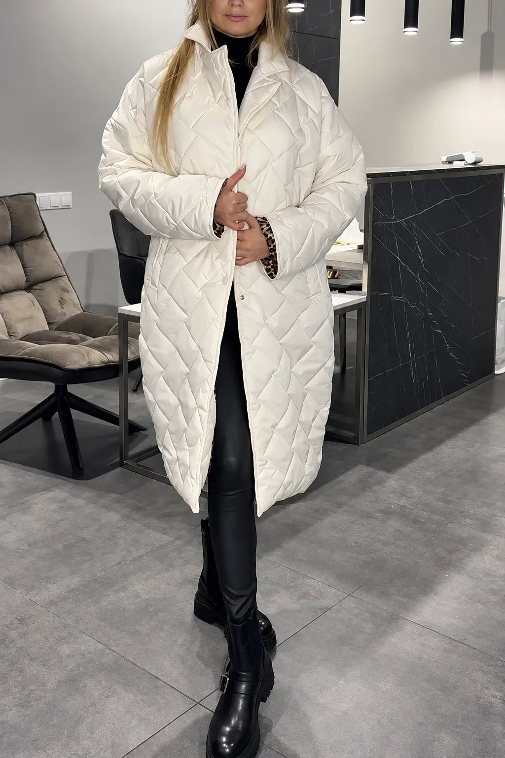 Kendall | Manteau matelassé doublé léopard