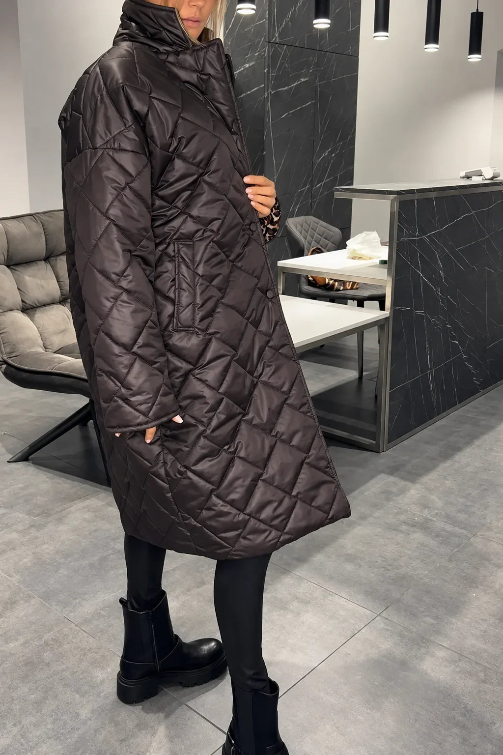 Kendall | Manteau matelassé doublé léopard