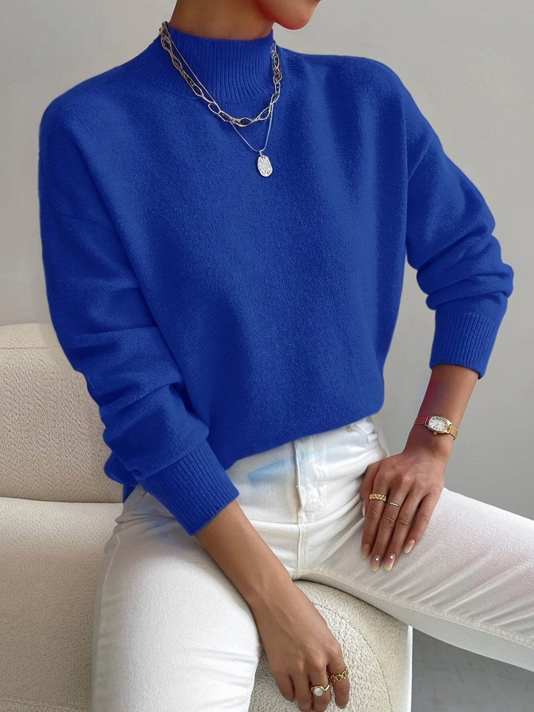 BEAUMONT NICE | PULL CÔTELÉ COL MONTANT POUR FEMMES