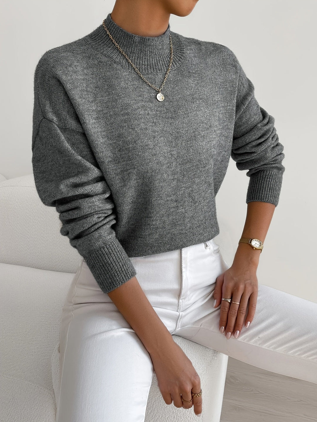 BEAUMONT NICE | PULL CÔTELÉ COL MONTANT POUR FEMMES