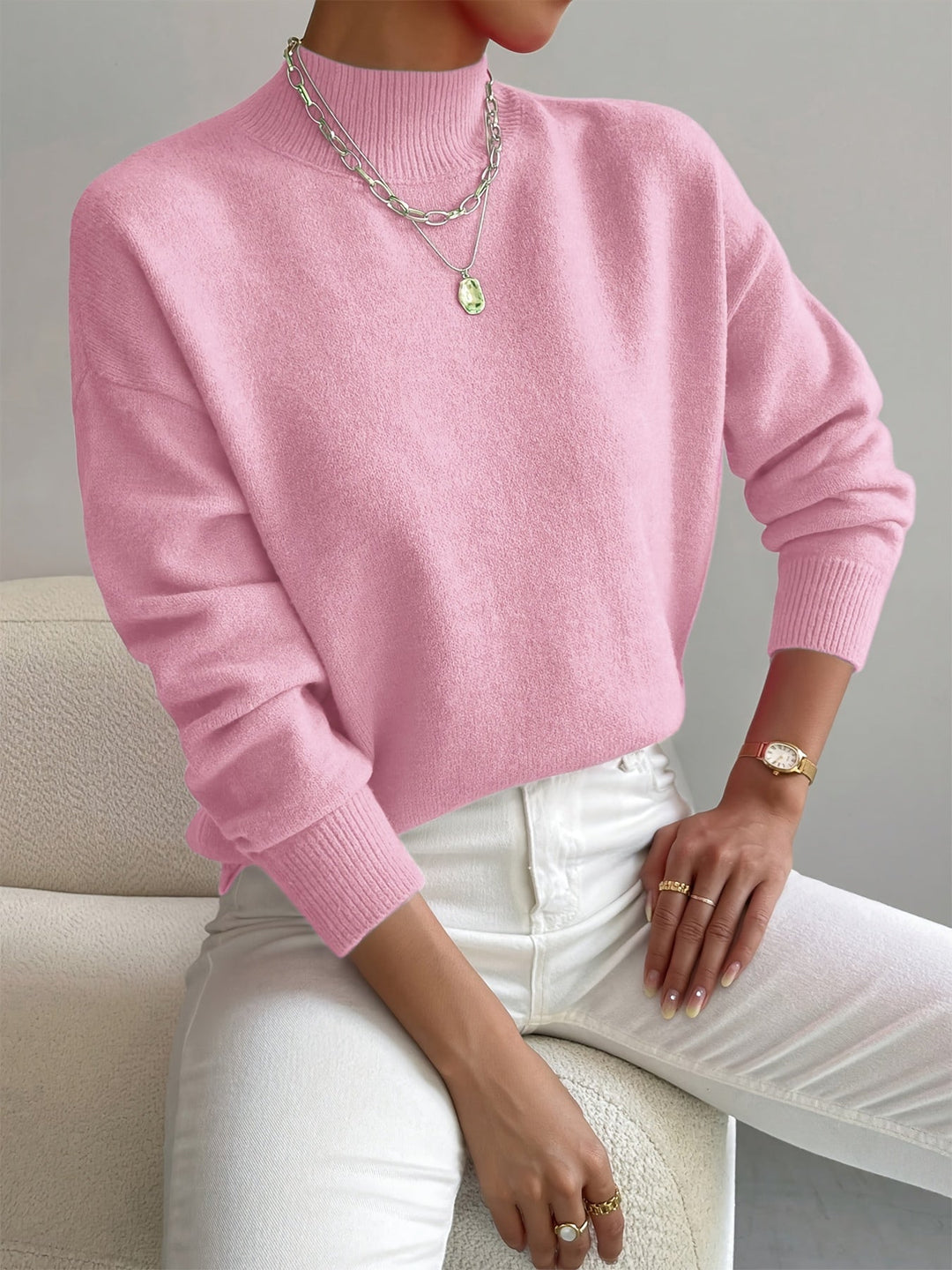 BEAUMONT NICE | PULL CÔTELÉ COL MONTANT POUR FEMMES