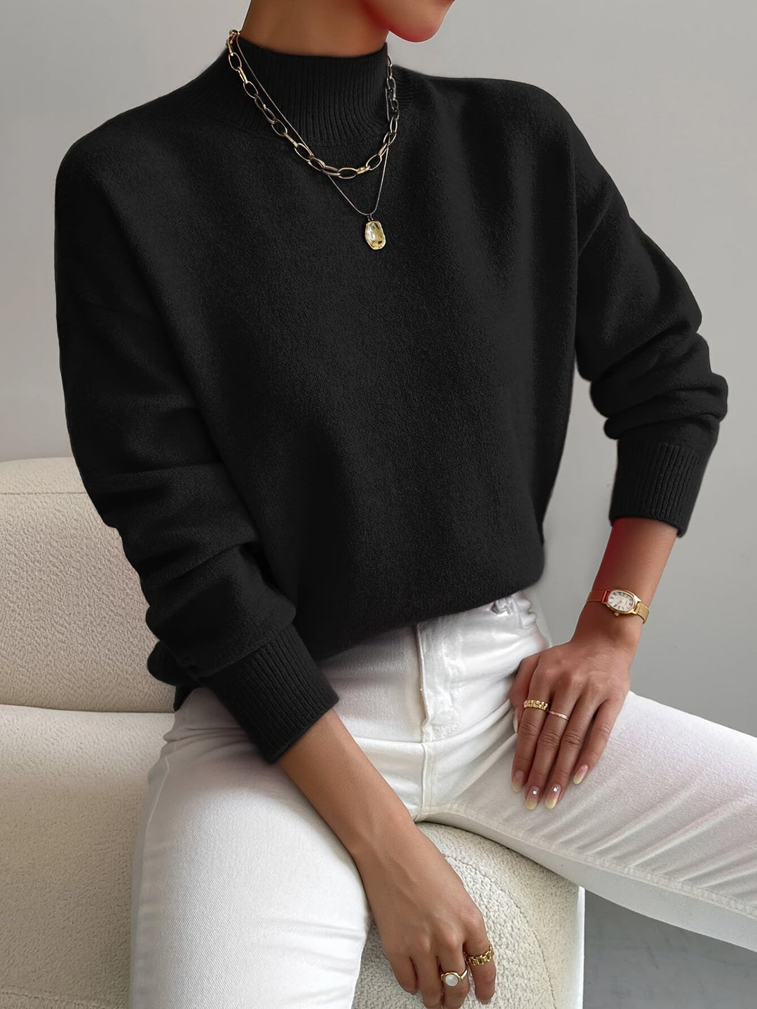 BEAUMONT NICE | PULL CÔTELÉ COL MONTANT POUR FEMMES