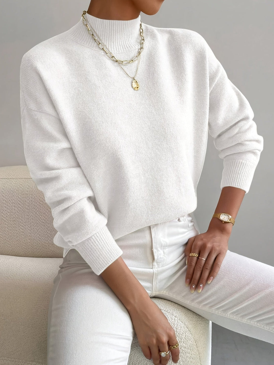 BEAUMONT NICE | PULL CÔTELÉ COL MONTANT POUR FEMMES