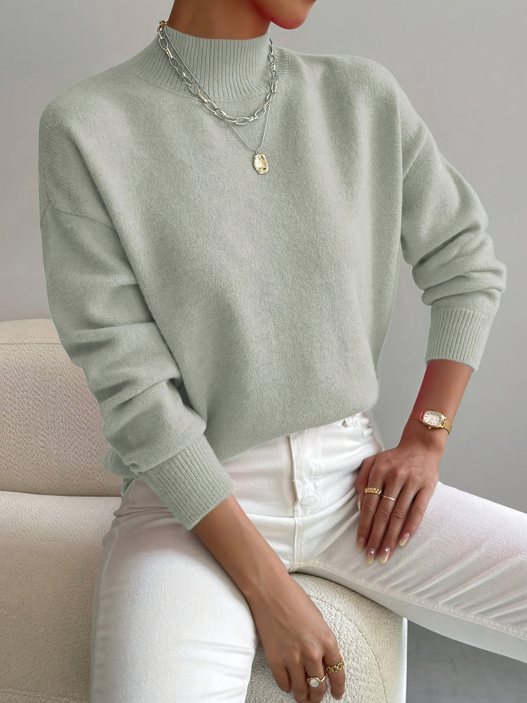 BEAUMONT NICE | PULL CÔTELÉ COL MONTANT POUR FEMMES