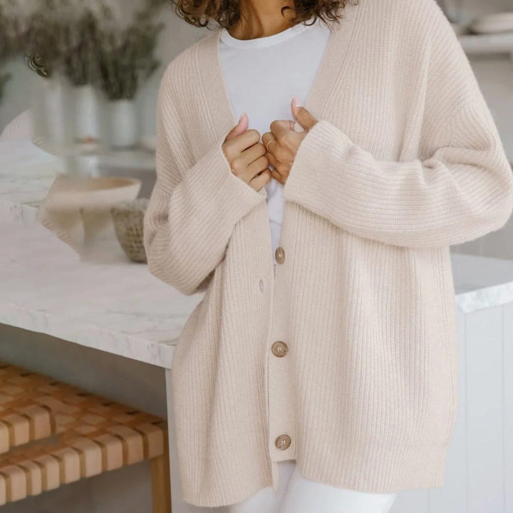 BEAUMONT NICE | GILET À COL EN V RIBBÉ POUR FEMME