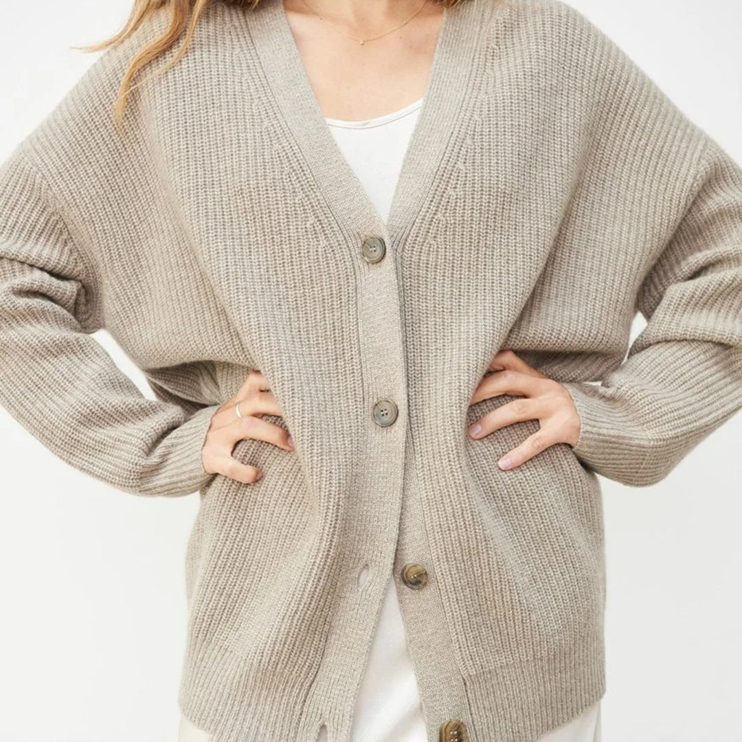 BEAUMONT NICE | GILET À COL EN V RIBBÉ POUR FEMME