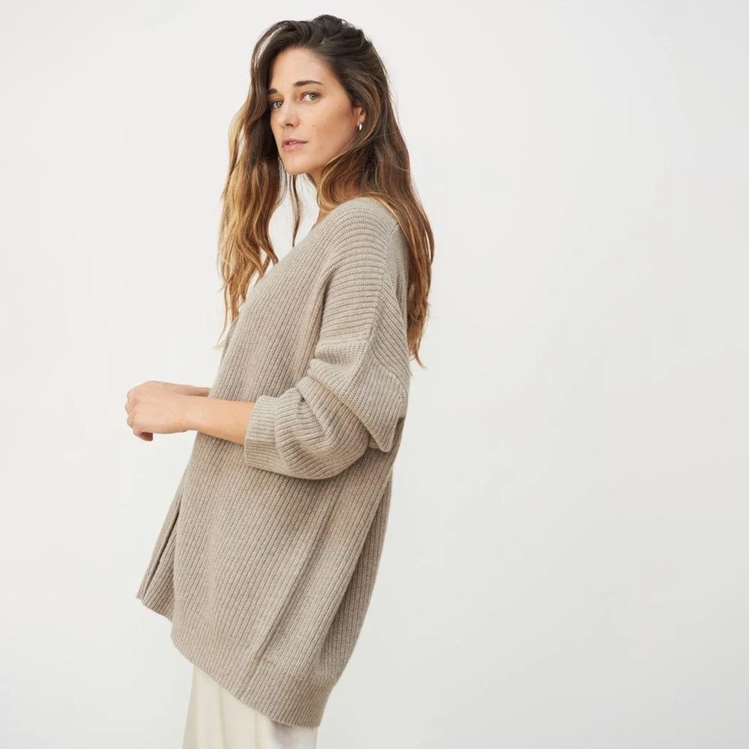 BEAUMONT NICE | GILET À COL EN V RIBBÉ POUR FEMME