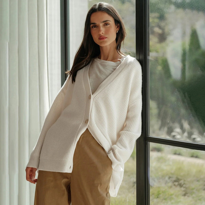 BEAUMONT NICE | GILET À COL EN V RIBBÉ POUR FEMME