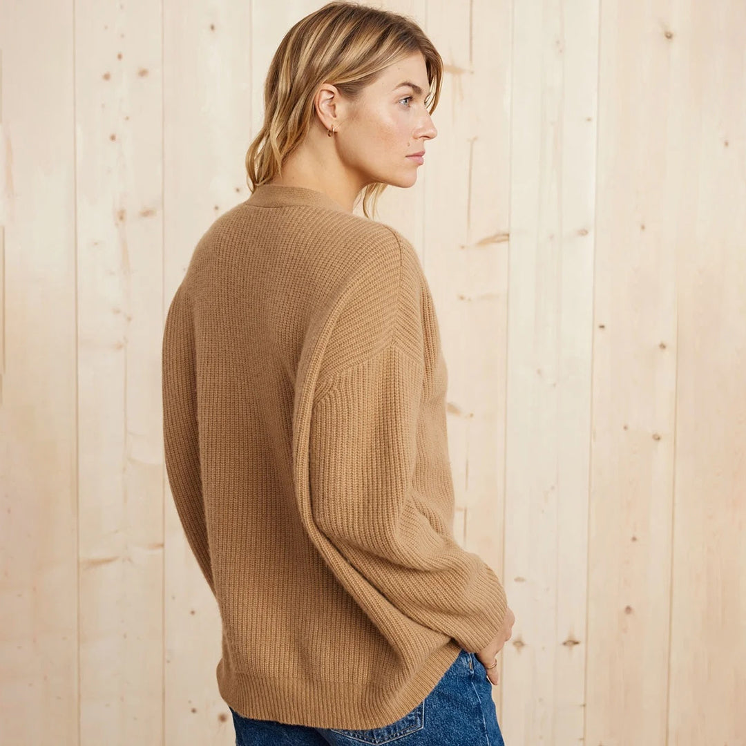 BEAUMONT NICE | GILET À COL EN V RIBBÉ POUR FEMME