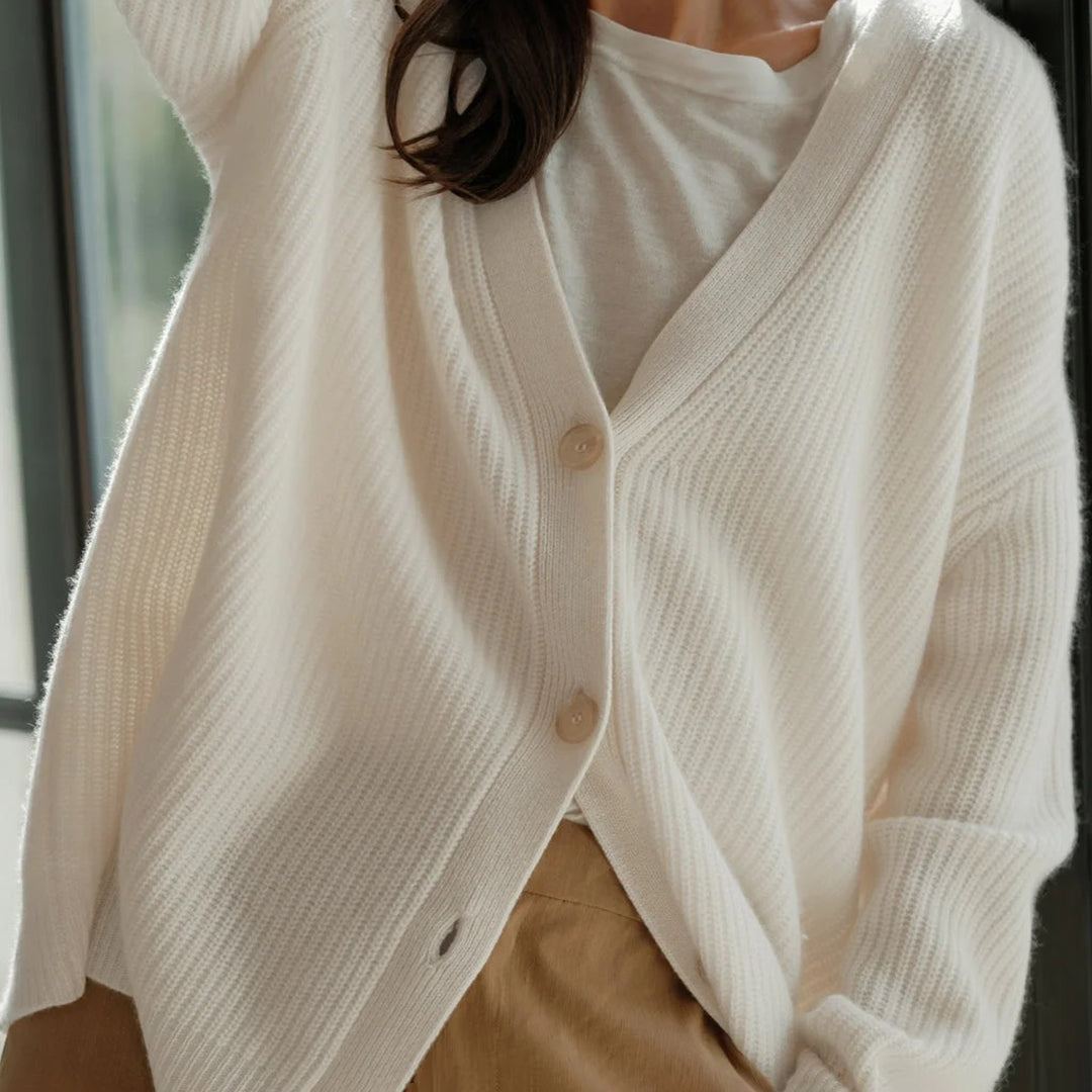 BEAUMONT NICE | GILET À COL EN V RIBBÉ POUR FEMME