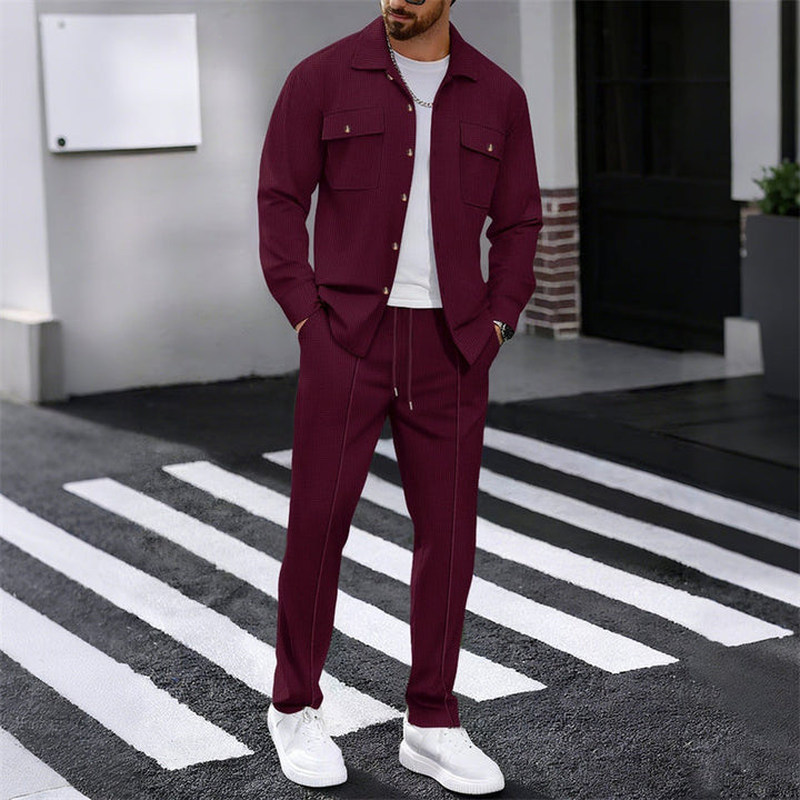 WAFFLE SET TROUSERS SHIRT FOR MEN