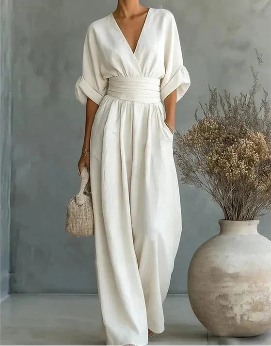 BEAUMONT NICE | COMBINAISON À ENCOLURE EN V ET JAMBES LARGES POUR FEMMES