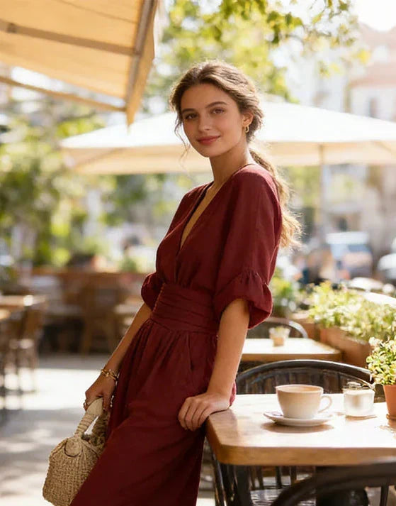 BEAUMONT NICE | COMBINAISON À ENCOLURE EN V ET JAMBES LARGES POUR FEMMES
